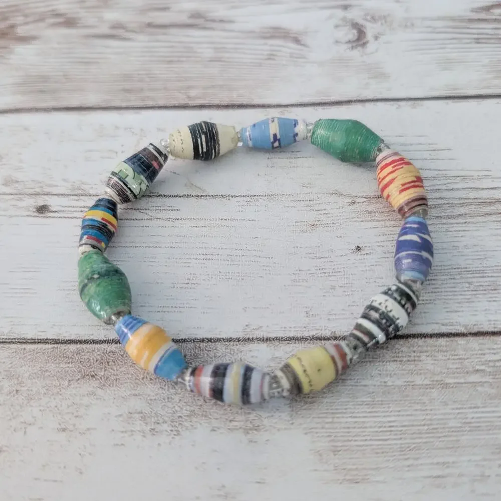 Vintage Stretch Bracelet Unusual Multi Colored